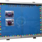 notice board with glass sliding cabinet